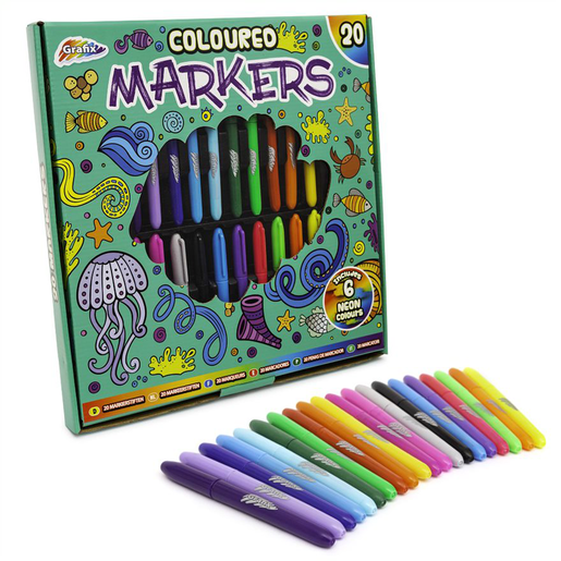 Grafix Coloured Markers 20 Pack