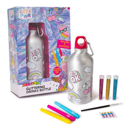 Glitter PWR Colour Your Own Water Bottle