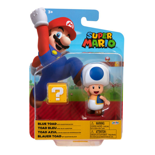 Super Mario 4' Figure - Blue Toad with Question Block
