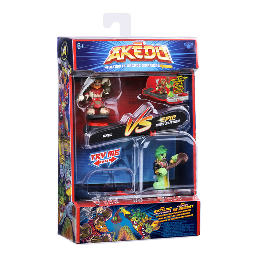 Akedo Ultimate Arcade Warriors 2pk - Axel Vs Epic Miss Slither 3.5' Action Figures