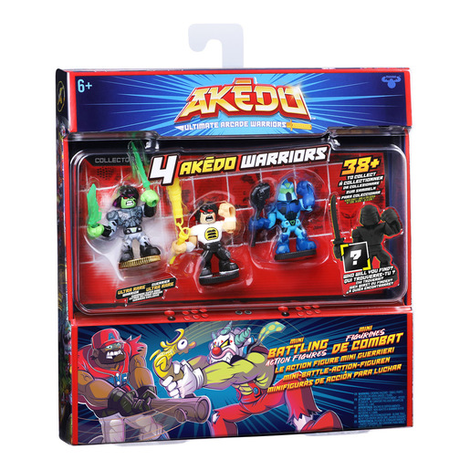 "Akedo Ultimate Arcade Warrior Collectors 4pk - Glitchblade, Chux Lee & Hyperlock 3.5' Action Figures"