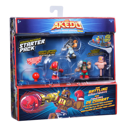 Akedo Ultimate Arcade Warriors Starter Pack - Legendary Punch Attack 3.5' Action Figures Set