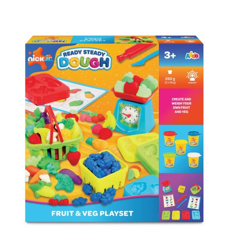 Nick Jr. Ready Steady Dough – Set për Të Krijuar Fruta dhe Perime me Plastelinë