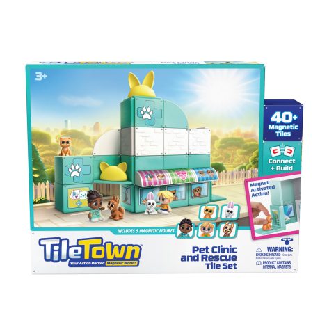Tile Town - Set ndërtimi magnetik: Klinika për Shpëtimin e Kafshëve
