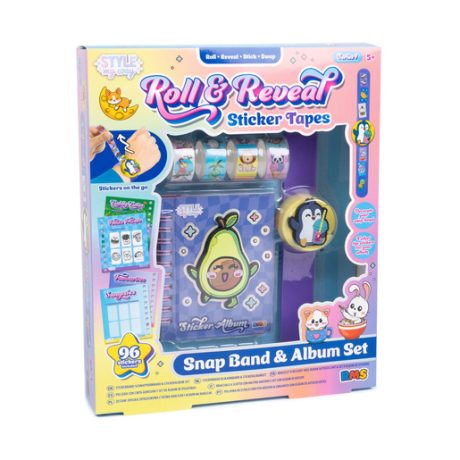 Roll and Reveal Sticker Tapes – Set Kreativ me Byzylyk Snap dhe Album